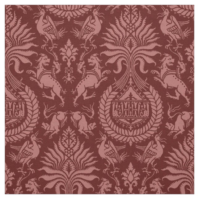 12th -Century Damask with Animals Fabric (Swatch)