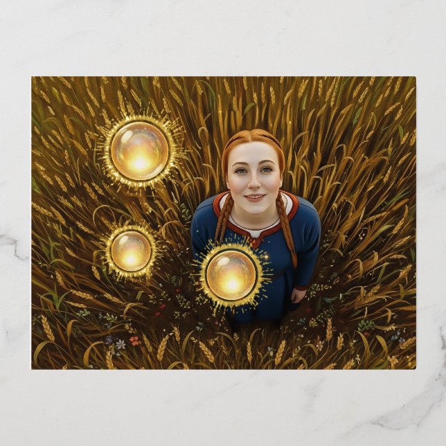 12th Century Light Orb Foil Holiday Postcard (Front)