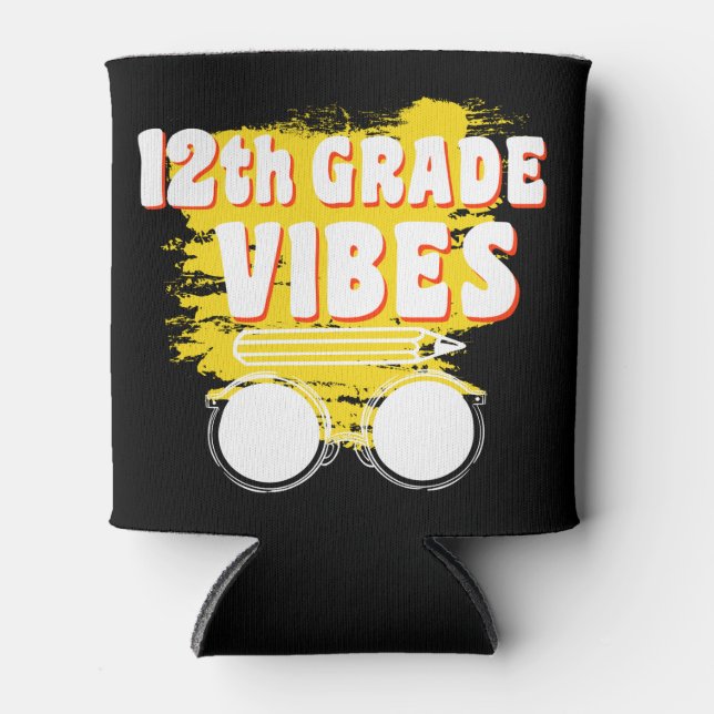 12th Grade Vibes Shirt Back To School First Day Can Cooler (Front)