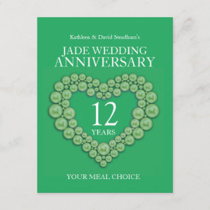 12th Jade Wedding Anniversary green meal choice Enclosure Card