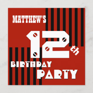 12th or Any Birthday Modern Stripes T12Z Invitation