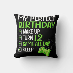 12th Perfect Birthday Boys Gaming 12 Years Old Gif Cushion