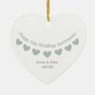 12th Silk Wedding Anniversary husband & wife gift Ceramic Ornament