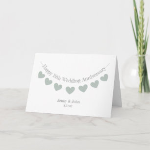 12th/ silk Wedding Anniversary with jade hearts Card