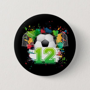 12th Soccer Birthday Party 12 Year Old Soccer Play 6 Cm Round Badge