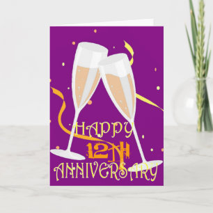 12th wedding anniversary champagne celebration card