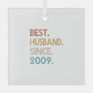 12th Wedding Anniversary Gift Him - Best Husband S Glass Tree Decoration