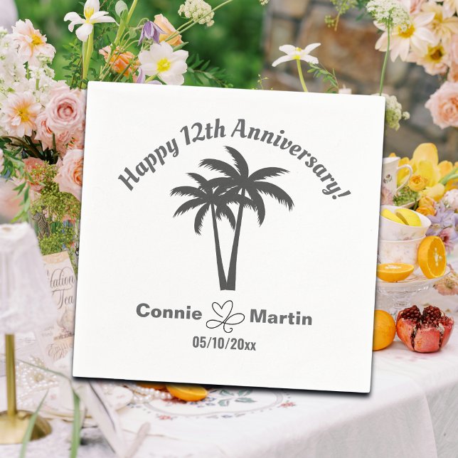 12th Wedding Anniversary Palm Trees Napkin (Creator Uploaded)