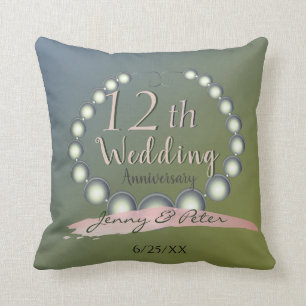 12th Wedding Anniversary Pearls Cushion