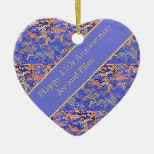 12th Wedding Anniversary, Silk Anniversary Ceramic Ornament