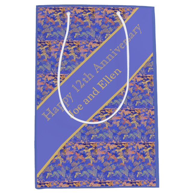 12th Wedding Anniversary, Silk Anniversary Medium Gift Bag (Front)