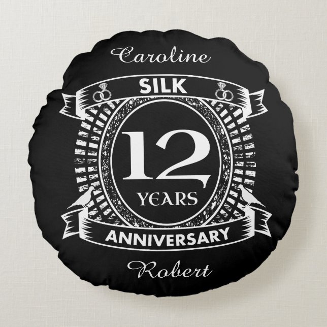 12TH wedding anniversary silk Round Cushion (Front)