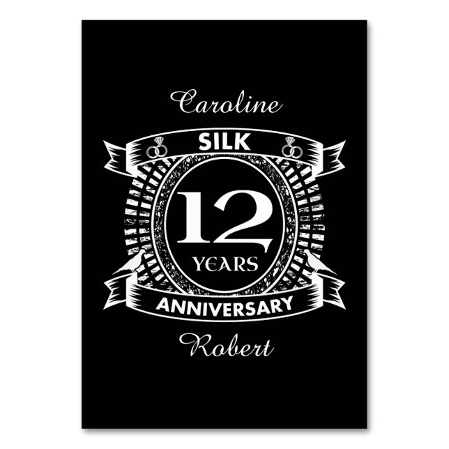 12TH wedding anniversary silk Table Number (Front)
