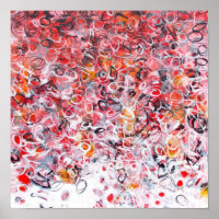 12x12 Abstract Red Black White Modern Art Print