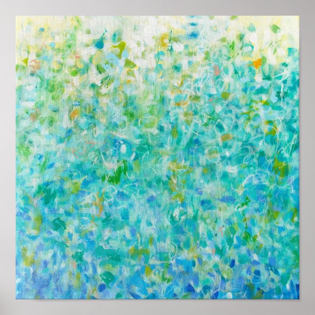 12x12 Abstract Turquoise Blue Light Yellow Print (Front)