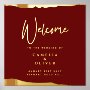 12x12 BURGUNDY Gold Elegant Wedding Welcome Sign