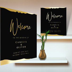 12x12 FOIL Black Gold Elegant Wedding Welcome Sign