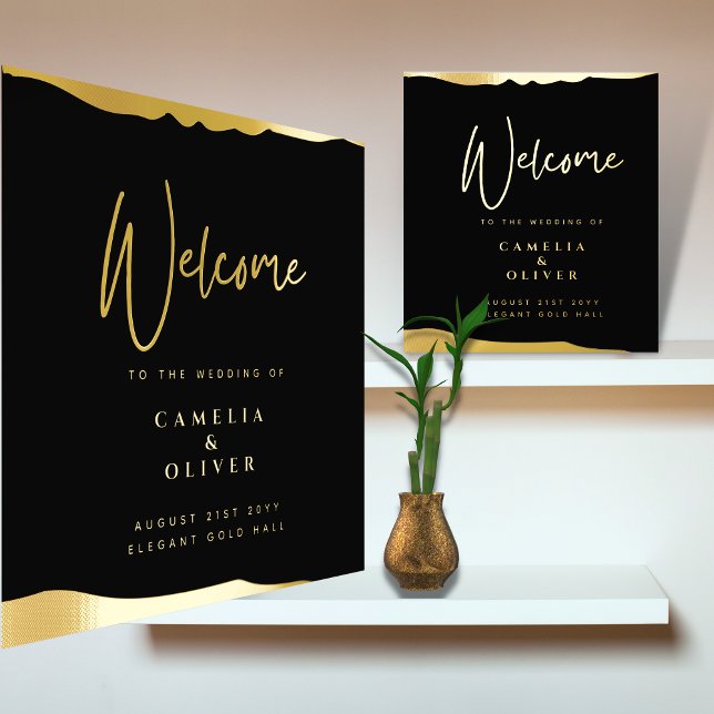 12x12 FOIL Black Gold Elegant Wedding Welcome Sign (Creator Uploaded)