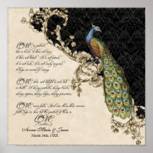 12x12 Vintage Peacock 1 - Wedding Personalised