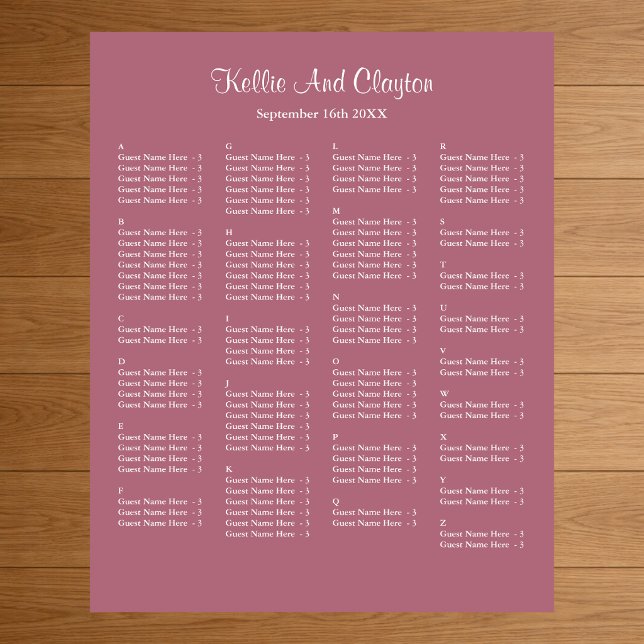 130 Burgundy Simple Wedding Seating Chart (Creator Uploaded)