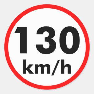130 km/h classic round sticker
