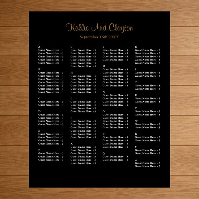 130 Simple Black Wedding Seating Chart (Creator Uploaded)