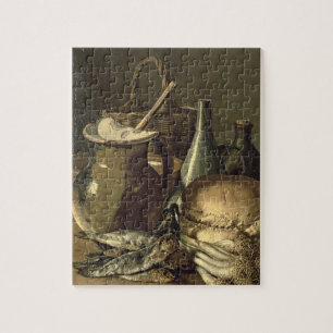 131-0058519/1 Still Life with Fish, Leeks and Brea Jigsaw Puzzle