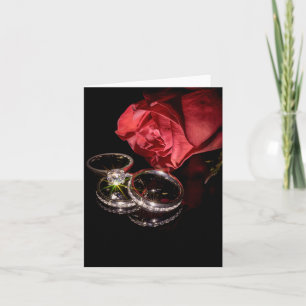 1362-Red Rose with Wedding Rings Invitation
