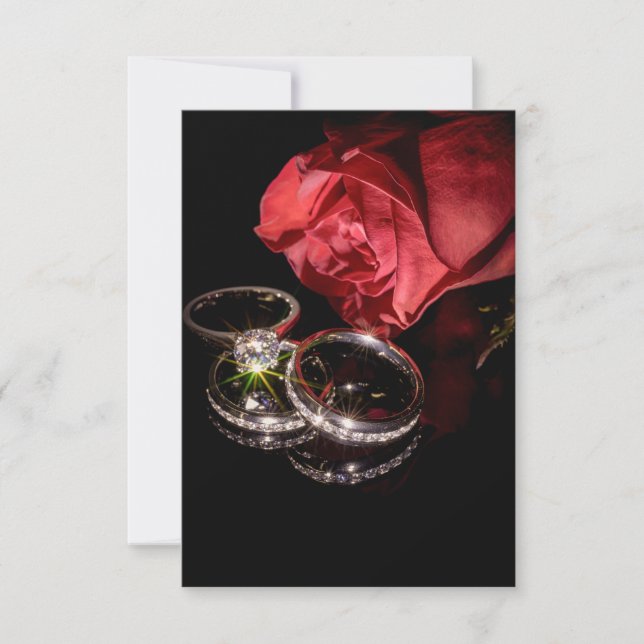 1362-Red Rose with Wedding Rings Invitation (Front)