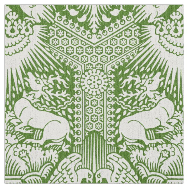 1390 Damask with Deer and Hawks Fabric (Swatch)