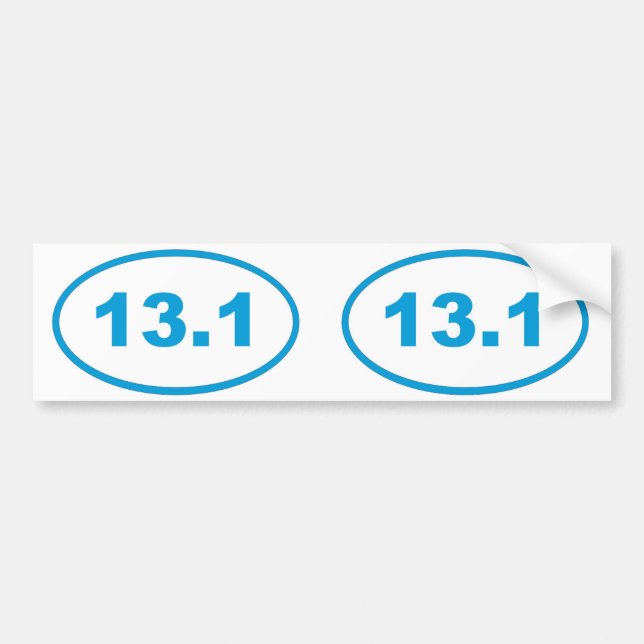 13.1 cyan blue oval bumper sticker (Front)