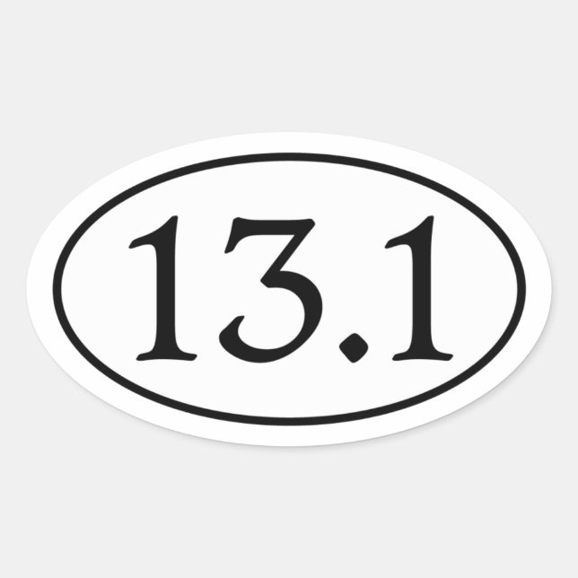 13.1 Half Marathon Oval Sticker (Front)