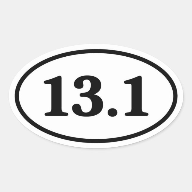 13.1 Half Marathon Runner Oval Sticker (Front)