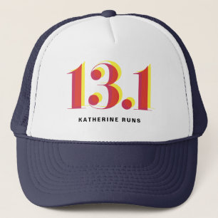 13.1 Half Marathon Running Bold Yellow Red Text Trucker Hat
