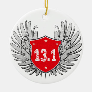 13.1 Half-Marathon Shield Ceramic Tree Decoration
