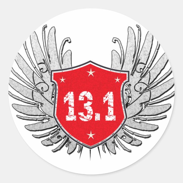 13.1 Half-Marathon Shield Classic Round Sticker (Front)