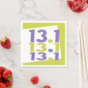 13.1 half marathon themed napkin