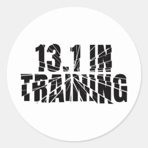 13.1 In Training Half Marathon Runner Broken Glass Classic Round Sticker