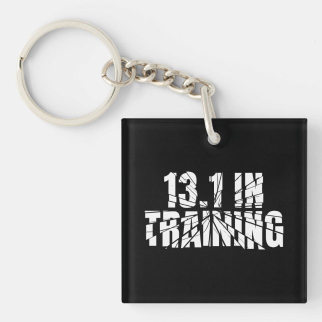 13.1 in Training Half Marathon Running Broken Word Key Ring (Front)