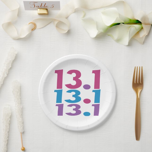 13.1 Marathoner - Half-Marathon Runner themed Paper Plate (Wedding)