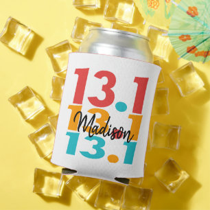13.1 Personalised Half-Marathon Runner colourful Can Cooler