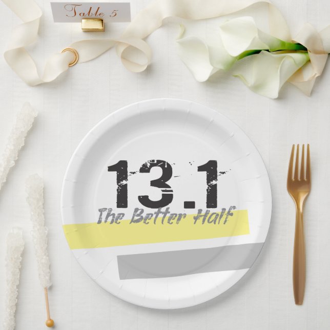 13.1 The Better Half - Half Marathon Runner Paper Plate (Wedding)