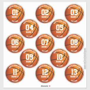 13 basketball players INDIVIDUALLY personalised 