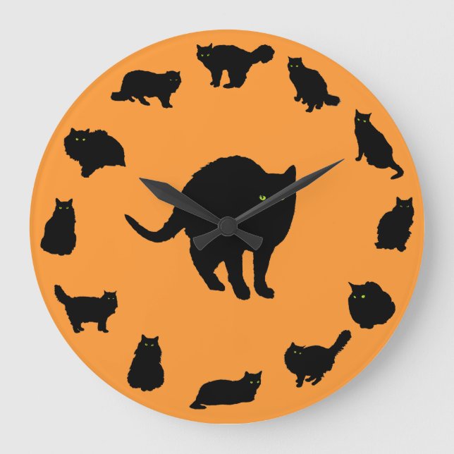 13 Black Cats Large Clock (Front)