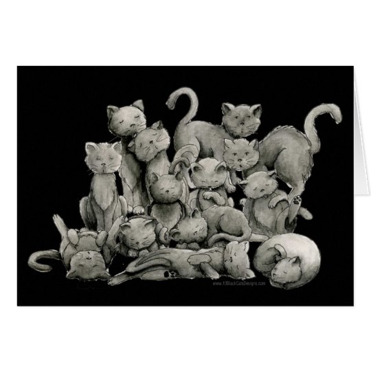 13 Black Cats Lucky Card