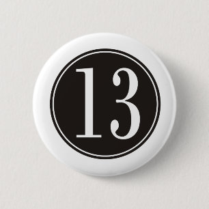 #13 Black Circle (front) 6 Cm Round Badge