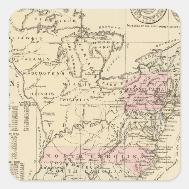 13 colonies 1776 square sticker (Front)