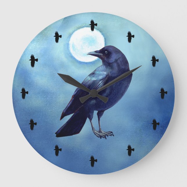 13-Crows Blue Acrylic Wall Clock (Front)