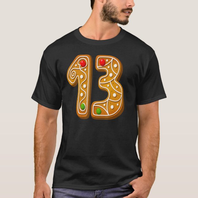 13 Cutest Capital Christmas Cookie Alphabet Number T-Shirt (Front)