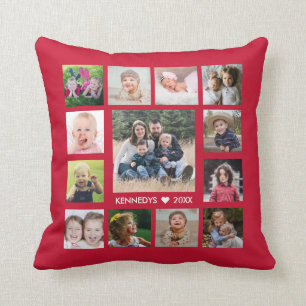 13 Family Photo Collage Create Your Own  Red Cushion